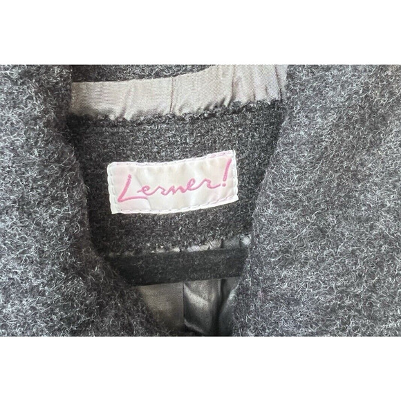 Lerner! Women’s Long Virgin Wool Trench Pea Coat Double Breasted Gray Size 5/6 - Picture 11 of 11